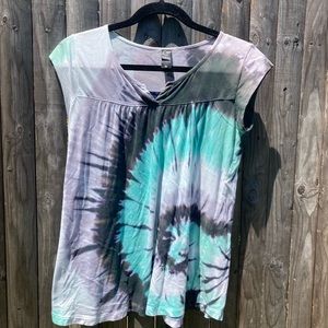 Tie dye cap sleeve shirt